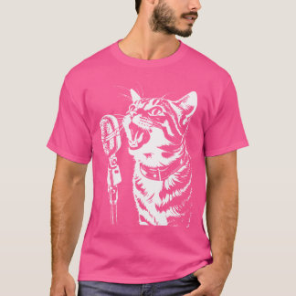 Katzengesang mit Mikrofon-Katzen-Sänger T-Shirt