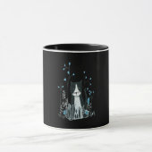 Katzengeschenk|Die Katze allein Blume Blauer Gesch Tasse (Zentrum)