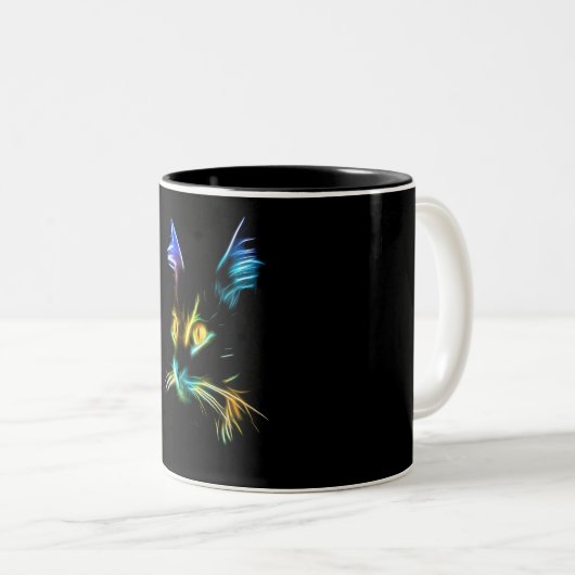 Katzengeschenk| Die Katzenwand bunt wirklich nett Zweifarbige Tasse (VorderseiteRechts)