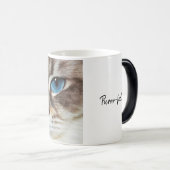 Katzengesicht | blaue Augen | Morphing-Tasse der V Verwandlungstasse (VorderseiteRechts)