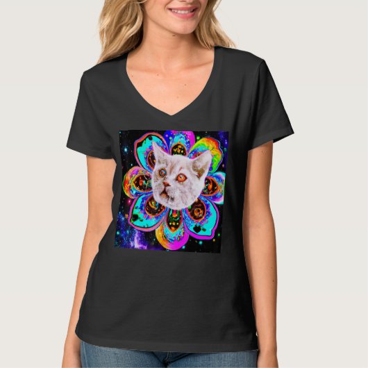 Katzengesicht Blume Goofy Kätzchen T-Shirt (Vorderseite)