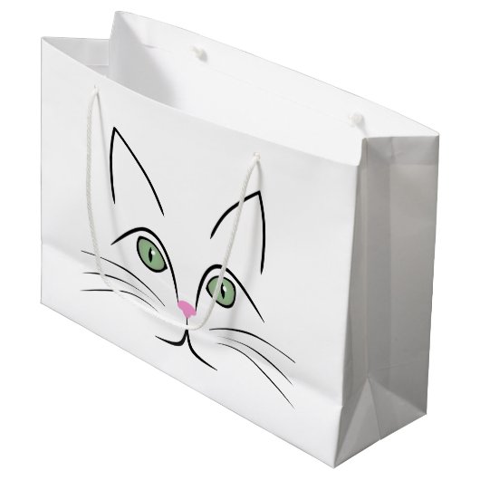 Katzengesicht Große Geschenktüte (Vorderseite Schrägansicht)
