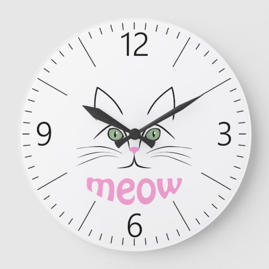 Katzengesicht Große Wanduhr (Vorderseite)