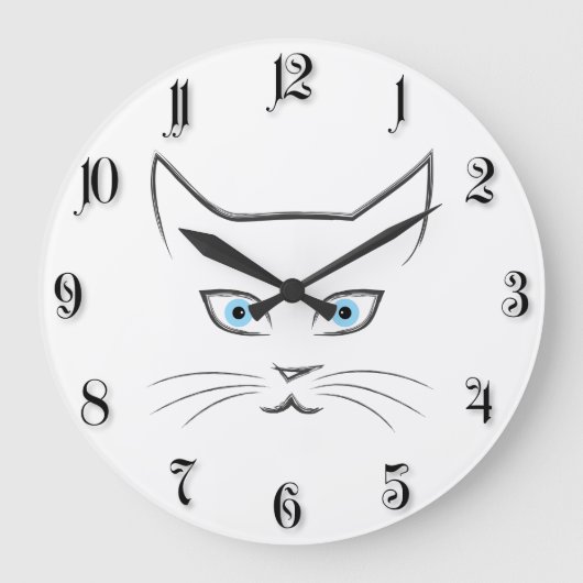 Katzengesicht Große Wanduhr (Vorderseite)