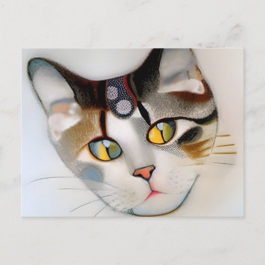 Katzengesicht im Stil von Klimt AI Postkarte (Vorderseite)