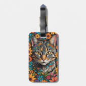 Katzengesicht in Blume Gepäckanhänger (Rückseite vertikal)