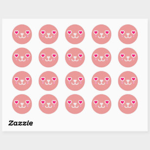 Katzengesicht Kawaii - rosa weiß Runder Aufkleber