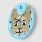 Katzengesicht mit blauen Augen Große Wanduhr (Winkel)