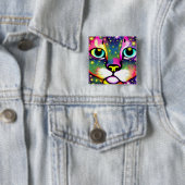 Katzengesicht Naher Pop Art Button (Beispiel)