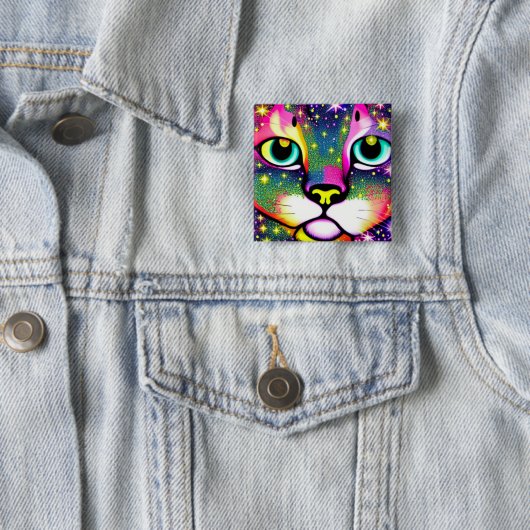 Katzengesicht Naher Pop Art Button (Beispiel)
