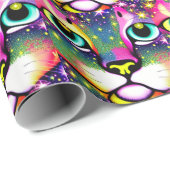 Katzengesicht Naher Pop Art Geschenkpapier (Rolleneckpunkt)
