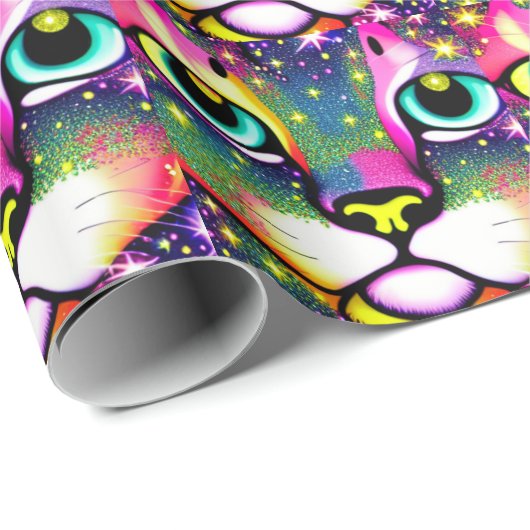 Katzengesicht Naher Pop Art Geschenkpapier (Rolleneckpunkt)