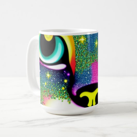 Katzengesicht Naher Pop Art Kaffeetasse (Vorderseite Links)