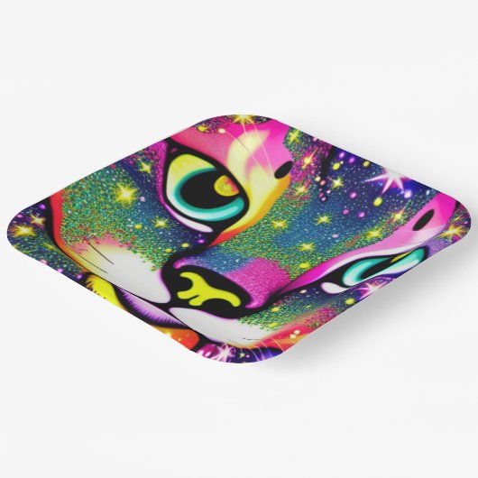 Katzengesicht Naher Pop Art Pappteller (Gewinkelt)