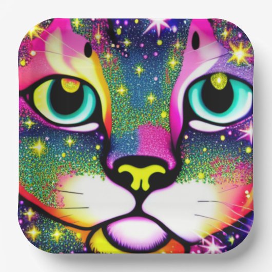 Katzengesicht Naher Pop Art Pappteller (Vorderseite)