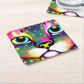 Katzengesicht Naher Pop Art Rechteckiger Pappuntersetzer (angewinkelt)