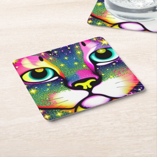 Katzengesicht Naher Pop Art Rechteckiger Pappuntersetzer (angewinkelt)