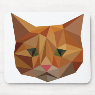 Katzengesicht Orange geometrische Dreiecke mit ger Mousepad