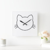 Katzengesicht Quadratische Wanduhr (Zuhause)