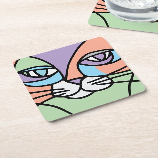 Katzengesicht Rechteckiger Pappuntersetzer (angewinkelt)