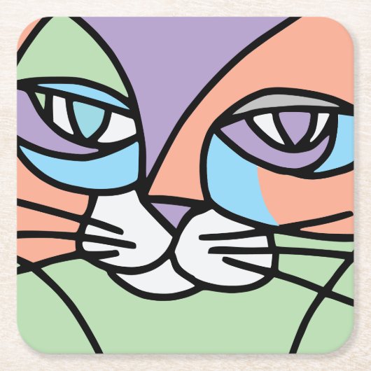 Katzengesicht Rechteckiger Pappuntersetzer (Vorderseite)