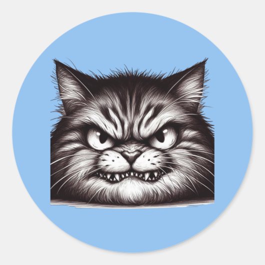 Katzengesicht. Runder Aufkleber (Vorderseite)