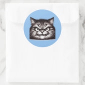 Katzengesicht. Runder Aufkleber (Tasche)