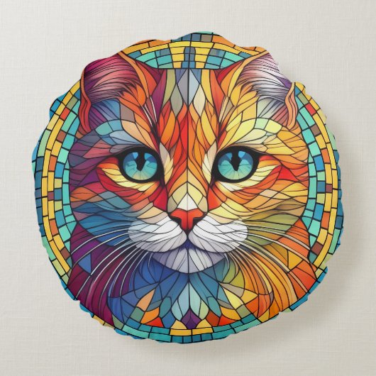Katzengesicht Rundes Kissen (Rückseite)