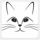 Katzengesicht schwarz-weiß quadratischer aufkleber (Vorderseite)