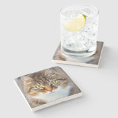 Katzengesicht Steinuntersetzer (Seitenansicht)