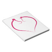 Katzengesicht und Hundegesicht im roten Herzen Sil Notizblock (angewinkelt)
