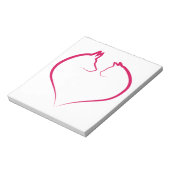 Katzengesicht und Hundegesicht im roten Herzen Sil Notizblock (Rotiert)