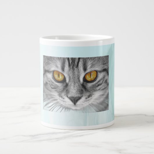 Katzengesicht unter dem blauen Ozean Jumbo-Tasse (Vorderseite)
