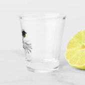 Katzengesicht Zeichnend mit grünen gelben Augen Wh Schnapsglas (Rechts)