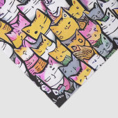 Katzengesichter Doodle DruckCollage niedliche Kätz Seidenpapier (Detail)