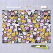 Katzengesichter Doodle DruckCollage niedliche Kätz Seidenpapier (Handwerk)