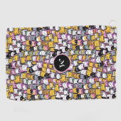 Katzengesichter Doodle-Katzen-Monogramm-Muster Golfhandtuch (Horizontal)
