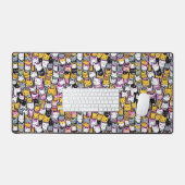 Katzengesichter mit doodlen Comic-Muster Felinenkö Schreibtischunterlage (Tastatur & Maus)