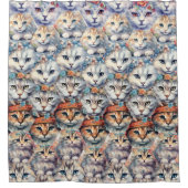 Katzengesichter mit Hexagon-Muster Duschvorhang (Vorderseite)