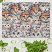 Katzengesichter mit Hexagon-Muster Geschirrtuch (Gefaltet)