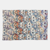 Katzengesichter mit Hexagon-Muster Geschirrtuch (Horizontal)