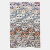 Katzengesichter mit Hexagon-Muster Geschirrtuch (Vertikal)
