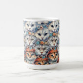 Katzengesichter mit Hexagon-Muster Kaffeetasse (Mittel)