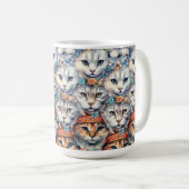 Katzengesichter mit Hexagon-Muster Kaffeetasse (VorderseiteRechts)
