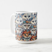 Katzengesichter mit Hexagon-Muster Kaffeetasse (Vorderseite Links)