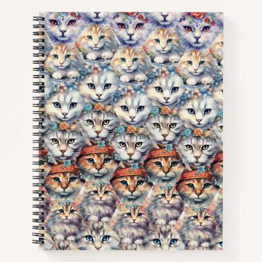 Katzengesichter mit Hexagon-Muster Notizblock (Vorderseite)
