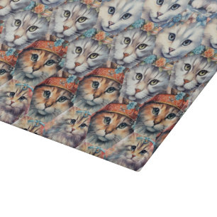 Katzengesichter mit Hexagon-Muster Schneidebrett