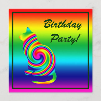 Katzengestanzter Regenbogenwirl Einladung