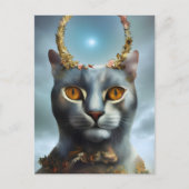 Katzengott mit Blume Postkarte (Vorderseite)