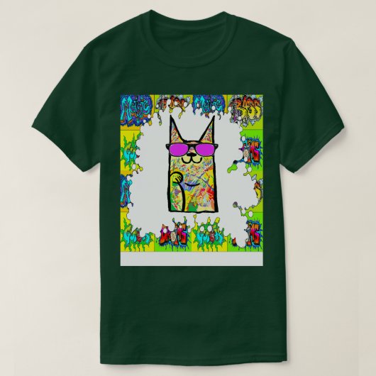 Katzengraffiti coole Kunst T-Shirt (Design vorne)